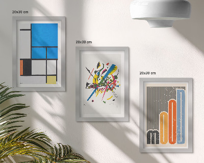 Juego de 3 cuadros decorativos Composiciones modernas abstractas con formas geométricas