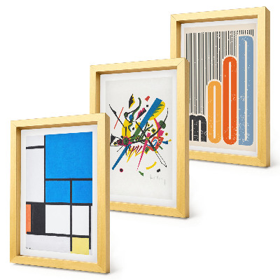 Juego de 3 cuadros decorativos Composiciones modernas abstractas con formas geométricas