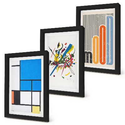 Juego de 3 cuadros decorativos Composiciones modernas abstractas con formas geométricas