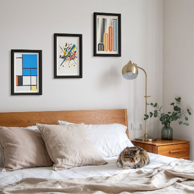Juego de 3 cuadros decorativos Composiciones modernas abstractas con formas geométricas
