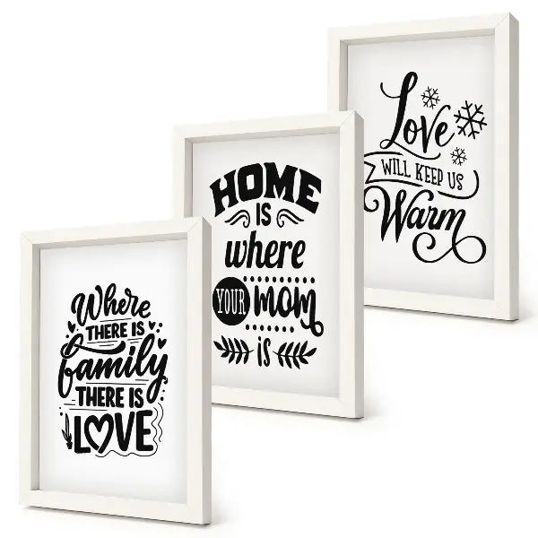 Juego de 3 cuadros decorativos con frases sobre la familia, el amor y el hogar