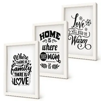 Juego de 3 cuadros decorativos con frases sobre la familia, el amor y el hogar