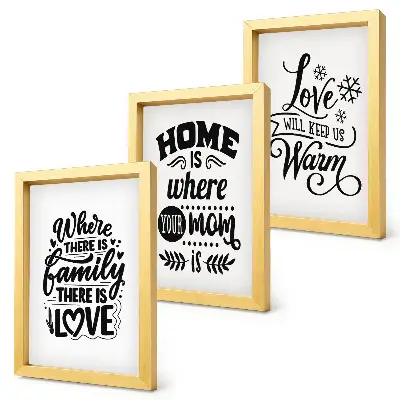 Juego de 3 cuadros decorativos con frases sobre la familia, el amor y el hogar