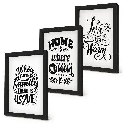 Juego de 3 cuadros decorativos con frases sobre la familia, el amor y el hogar