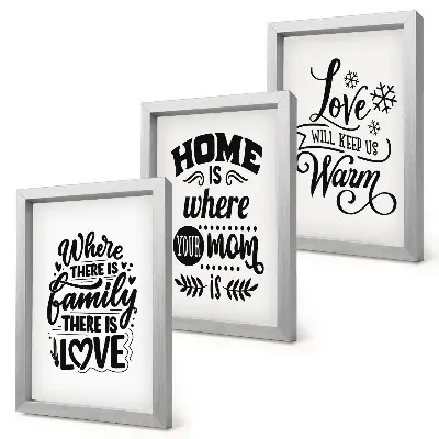 Juego de 3 cuadros decorativos con frases sobre la familia, el amor y el hogar