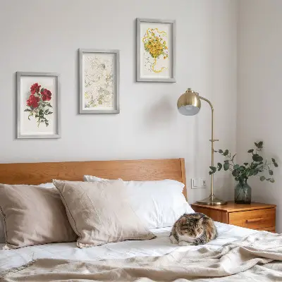 Juego de 3 cuadros decorativos con diseño de rosas rojas y flores blancas y amarillas en un jarrón