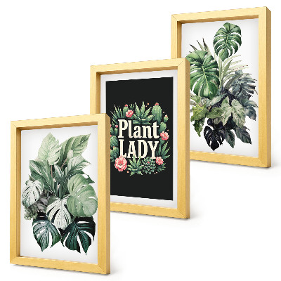 Tríptico enmarcado Plantas tropicales con la inscripción 