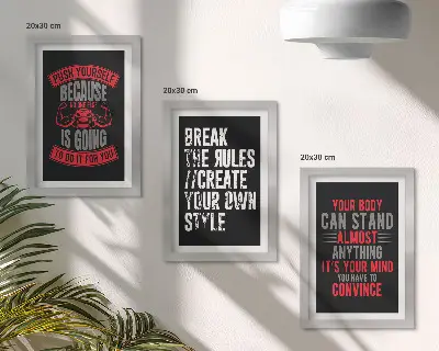 Juego de 3 cuadros decorativos con eslóganes motivacionales para entrenamiento y desarrollo personal