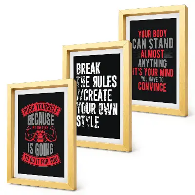 Juego de 3 cuadros decorativos con eslóganes motivacionales para entrenamiento y desarrollo personal