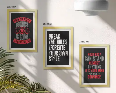 Juego de 3 cuadros decorativos con eslóganes motivacionales para entrenamiento y desarrollo personal
