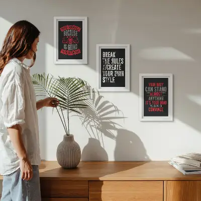 Juego de 3 cuadros decorativos con eslóganes motivacionales para entrenamiento y desarrollo personal