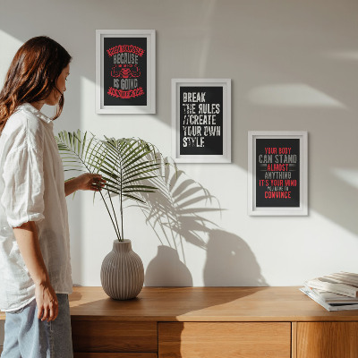 Juego de 3 cuadros decorativos Eslóganes motivacionales para el entrenamiento y el desarrollo personal.