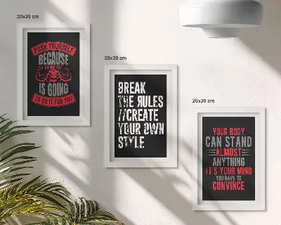Juego de 3 cuadros decorativos con eslóganes motivacionales para entrenamiento y desarrollo personal