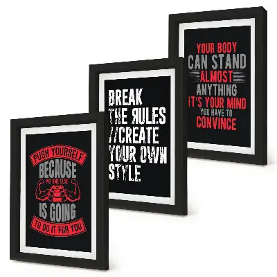 Juego de 3 cuadros decorativos con eslóganes motivacionales para entrenamiento y desarrollo personal