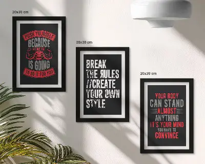 Juego de 3 cuadros decorativos con eslóganes motivacionales para entrenamiento y desarrollo personal