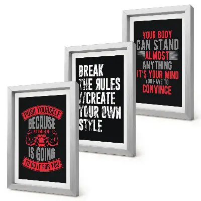 Juego de 3 cuadros decorativos con eslóganes motivacionales para entrenamiento y desarrollo personal