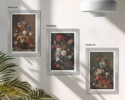 Juego de 3 cuadros decorativos con diseño vintage de flores en jarrones