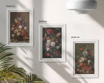 Juego de 3 cuadros decorativos con diseño vintage de flores en jarrones