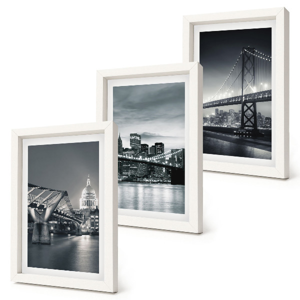 Juego de 3 cuadros decorativos Puentes y arquitectura urbana en tonos grises