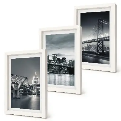 Juego de 3 cuadros decorativos con diseño de puentes y arquitectura urbana en tonos grises
