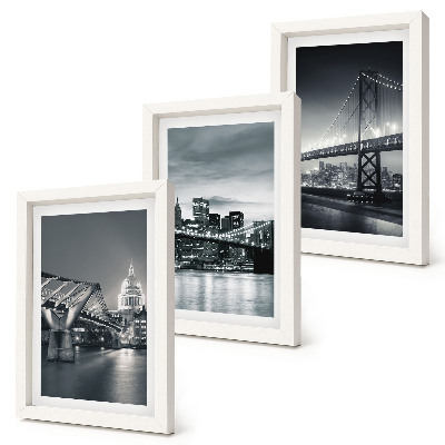 Juego de 3 cuadros decorativos Puentes y arquitectura urbana en tonos grises