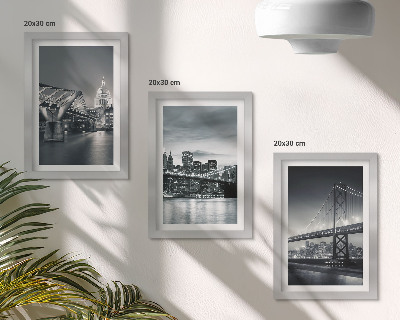 Juego de 3 cuadros decorativos Puentes y arquitectura urbana en tonos grises