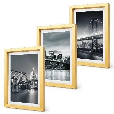 Juego de 3 cuadros decorativos con diseño de puentes y arquitectura urbana en tonos grises