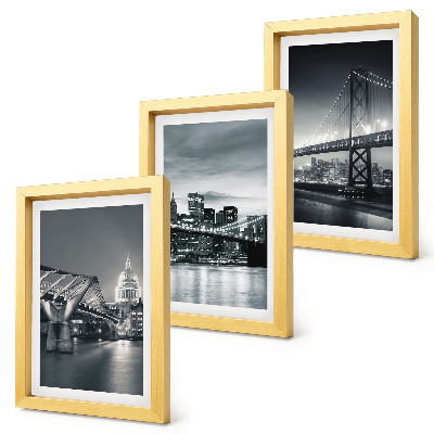 Juego de 3 cuadros decorativos Puentes y arquitectura urbana en tonos grises