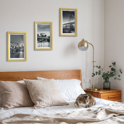 Juego de 3 cuadros decorativos Puentes y arquitectura urbana en tonos grises