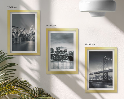 Juego de 3 cuadros decorativos Puentes y arquitectura urbana en tonos grises
