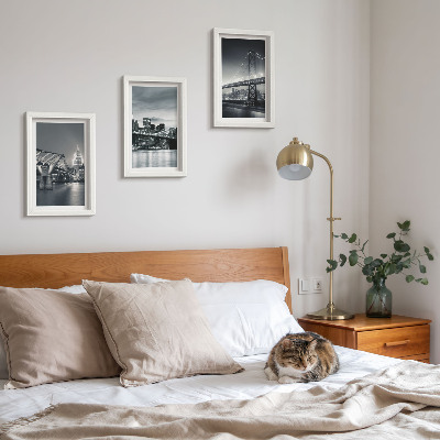 Juego de 3 cuadros decorativos Puentes y arquitectura urbana en tonos grises