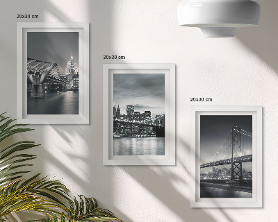Juego de 3 cuadros decorativos Puentes y arquitectura urbana en tonos grises