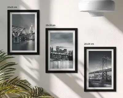 Juego de 3 cuadros decorativos con diseño de puentes y arquitectura urbana en tonos grises