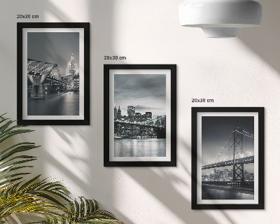 Juego de 3 cuadros decorativos Puentes y arquitectura urbana en tonos grises