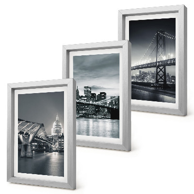 Juego de 3 cuadros decorativos Puentes y arquitectura urbana en tonos grises