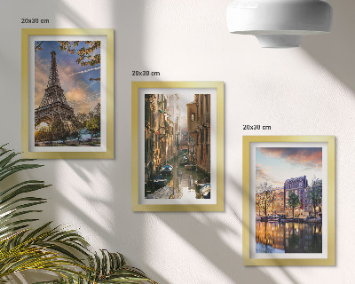 Juego de 3 cuadros decorativos La Torre Eiffel, los canales de Venecia y las calles de Ámsterdam