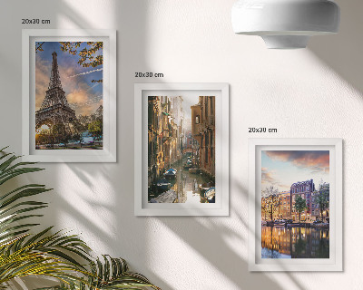 Juego de 3 cuadros decorativos La Torre Eiffel, los canales de Venecia y las calles de Ámsterdam