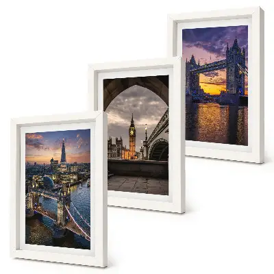 Juego de 3 cuadros decorativos con vistas de la ciudad, puentes y torres de reloj