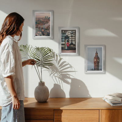 Juego de 3 cuadros decorativos Vistas de Londres con el puente y el Big Ben.