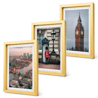 Juego de 3 cuadros decorativos Vistas de Londres con el puente y el Big Ben.