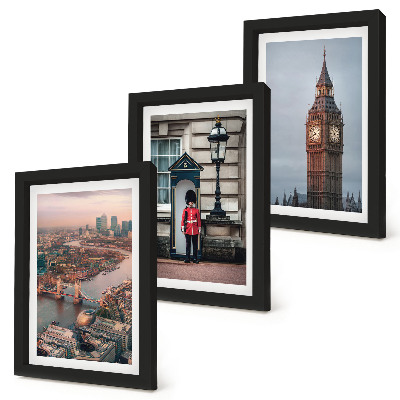 Juego de 3 cuadros decorativos Vistas de Londres con el puente y el Big Ben.