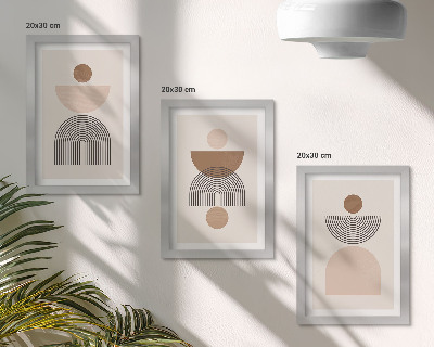 Tríptico enmarcado Formas abstractas en tonos marrones y beige.