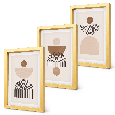 Tríptico enmarcado Formas abstractas en tonos marrones y beige.