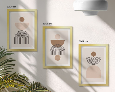 Tríptico enmarcado Formas abstractas en tonos marrones y beige.