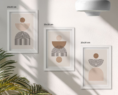 Tríptico enmarcado Formas abstractas en tonos marrones y beige.
