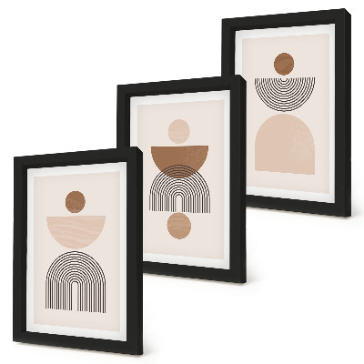 Tríptico enmarcado Formas abstractas en tonos marrones y beige.