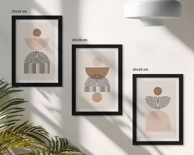 Tríptico enmarcado Formas abstractas en tonos marrones y beige.