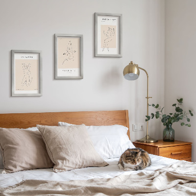Juego de 3 cuadros decorativos Siluetas lineales de mujeres en carteles minimalistas