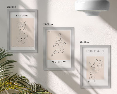 Juego de 3 cuadros decorativos Siluetas lineales de mujeres en carteles minimalistas
