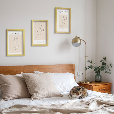 Juego de 3 cuadros decorativos Siluetas lineales de mujeres en carteles minimalistas